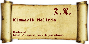 Klamarik Melinda névjegykártya